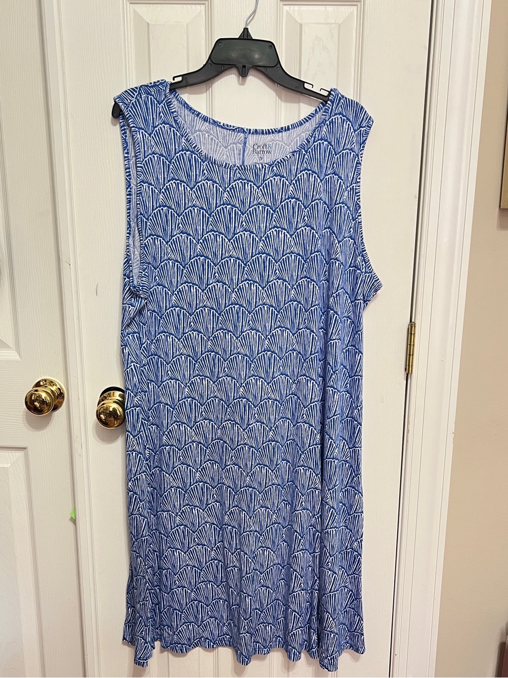 croft & barrow Blue and White Printed Sleeveless Tunic Dress